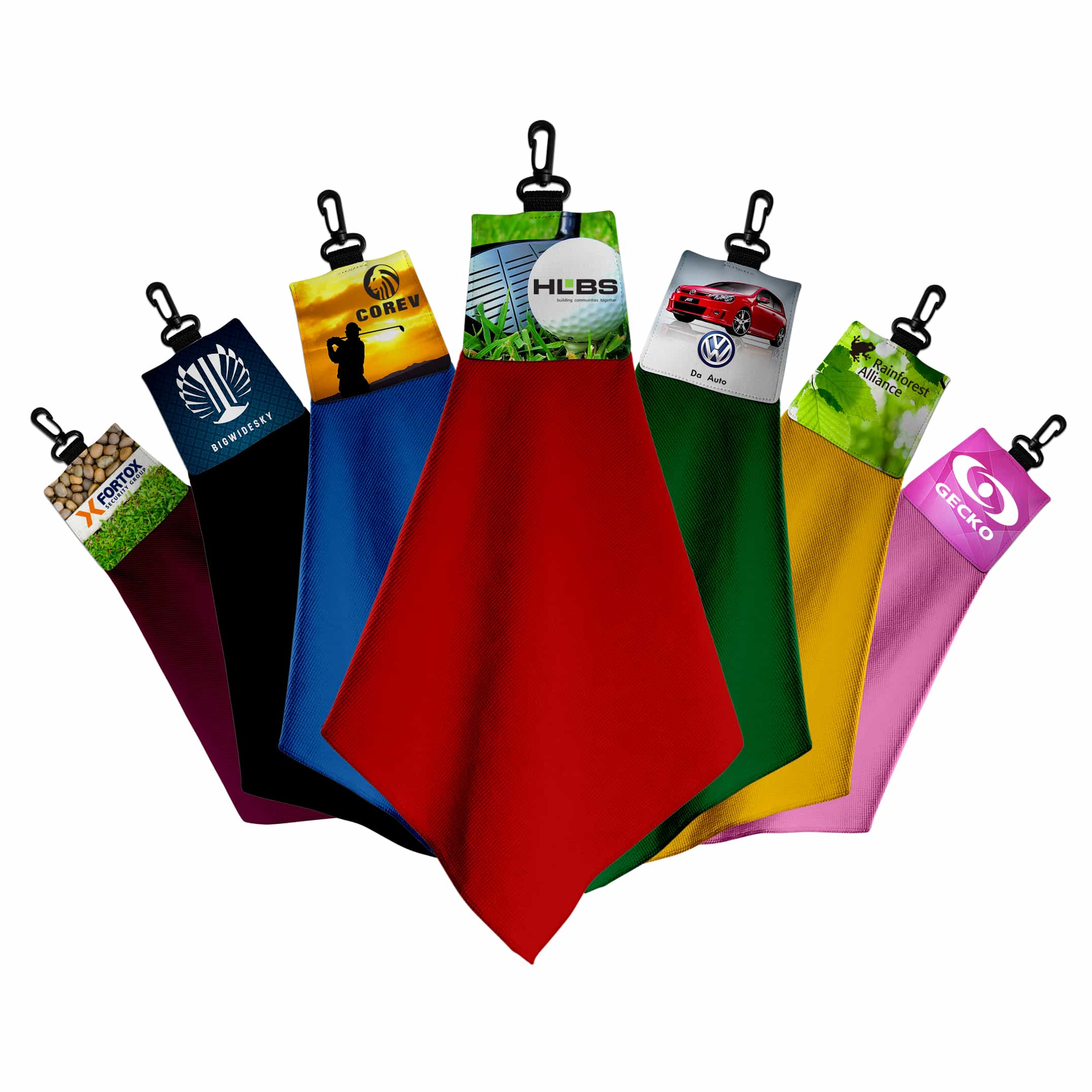 Serviette de golf en microfibre avec tête sublimée miniature 1