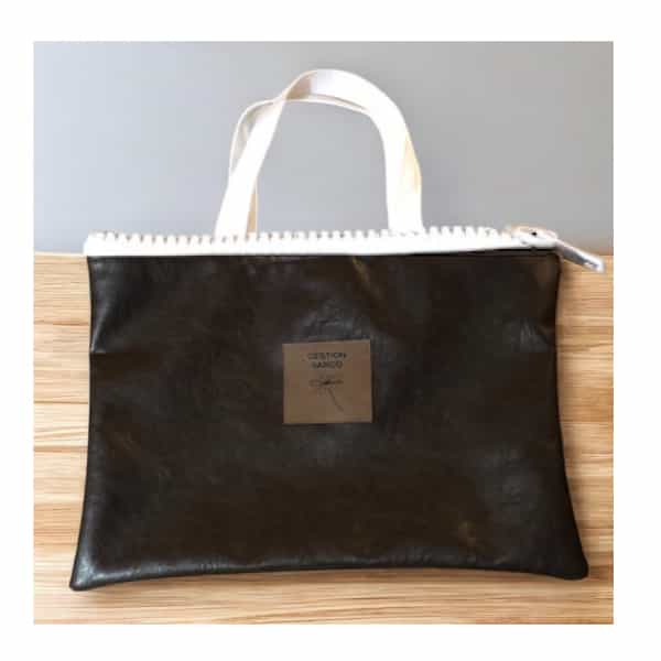 Porte-documents ou sac d'ordinateur en cuir végane miniature 1