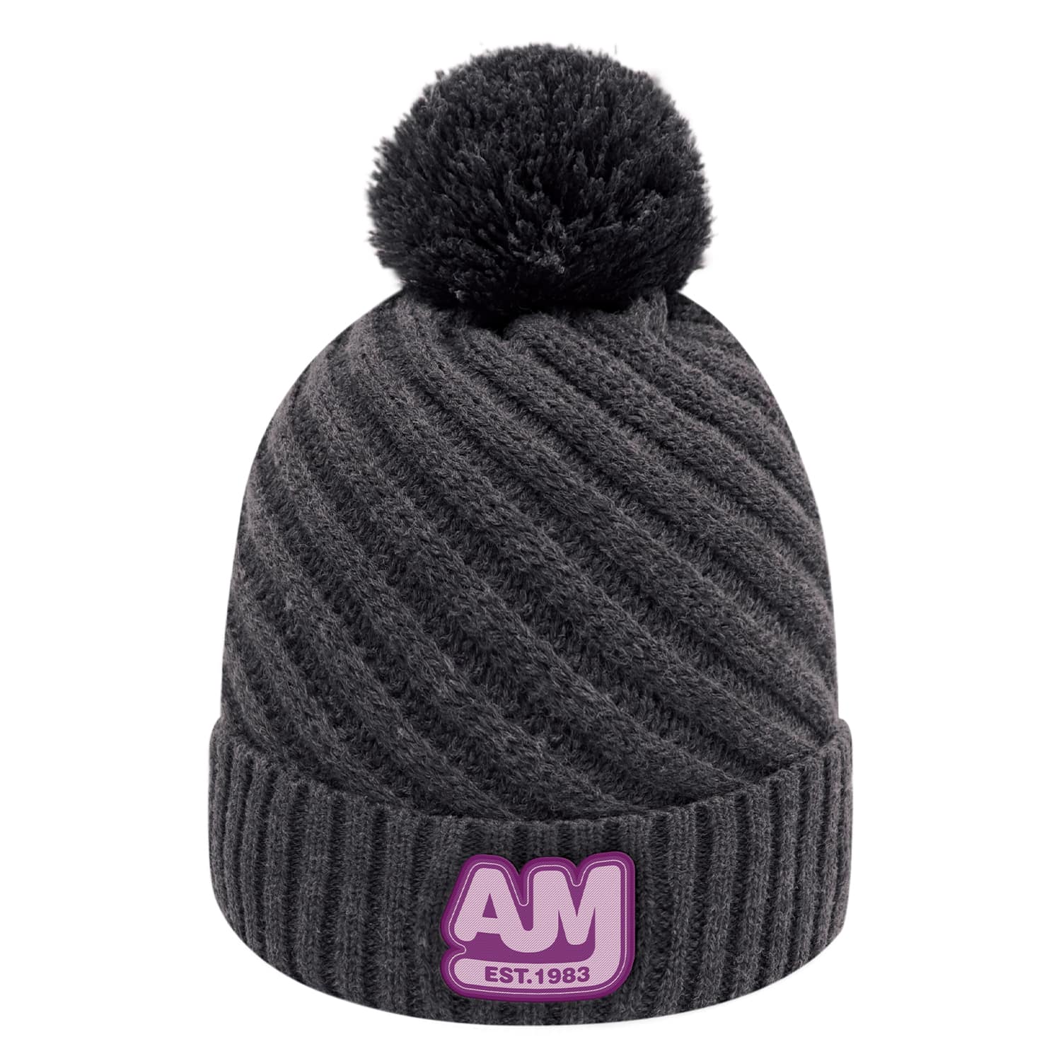 Tuque à revers en acrylique / polyester satin (Pompon 8 cm, Femme)