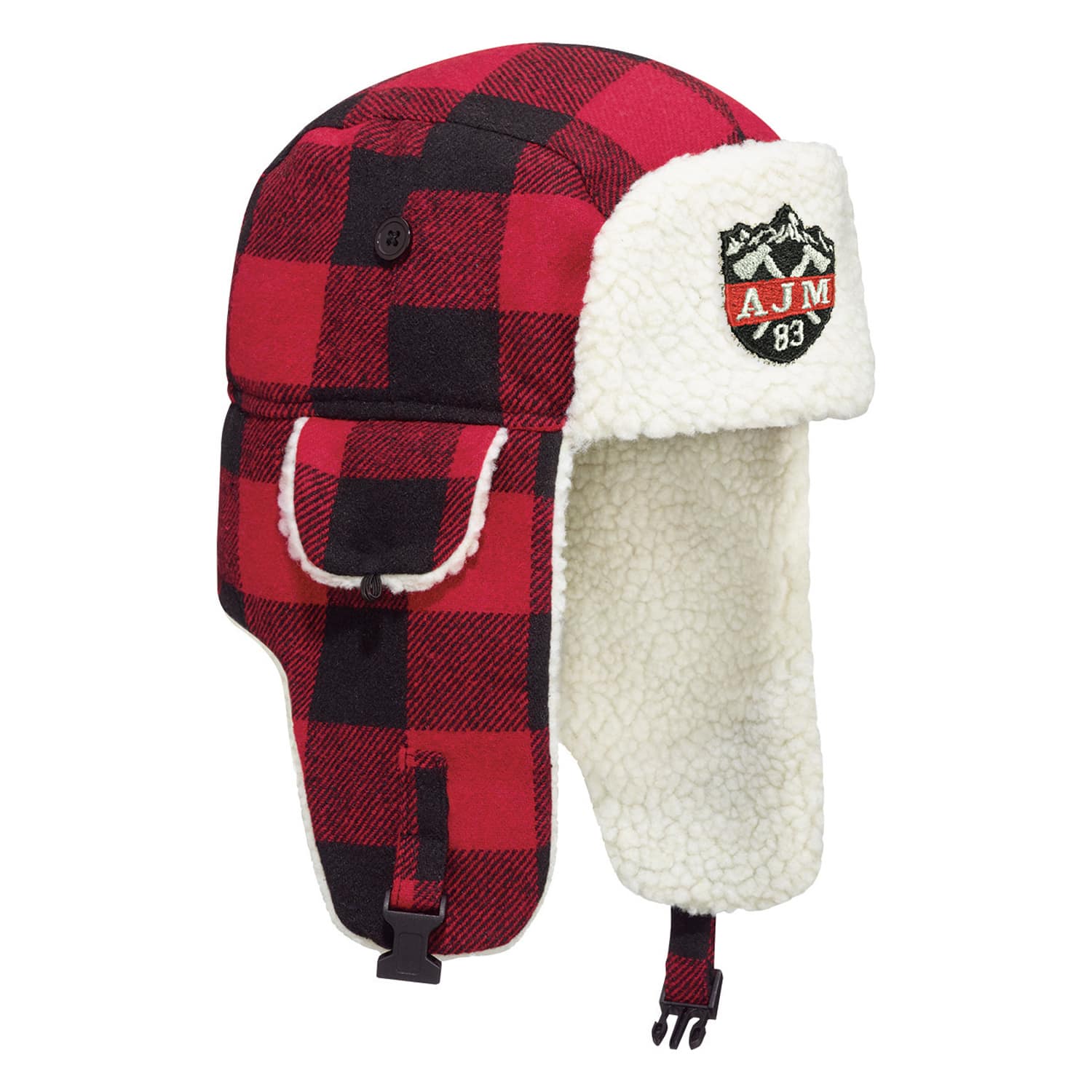 Chapeau d'hiver bomber en polyester / laine avec oreillettes en polaire Berbère (Bûcheron)