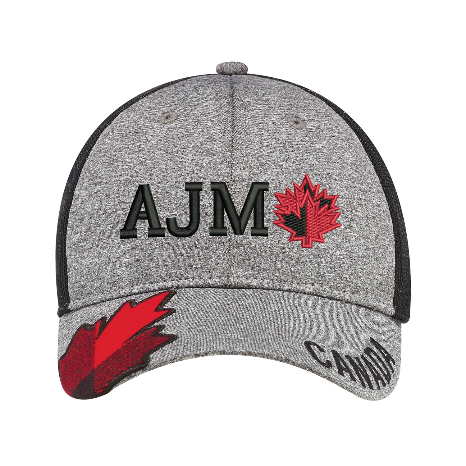 Polyester chiné / Maille polyester douce, Casquette 6 panneaux ajustée (Canada, Dos en maille)