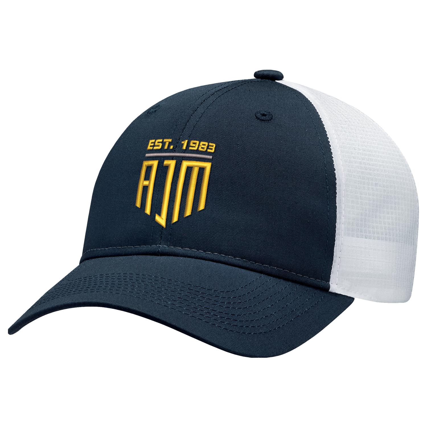 Maille en polycoton / polyester, casquette à 6 panneaux ajustée (dos en maille)