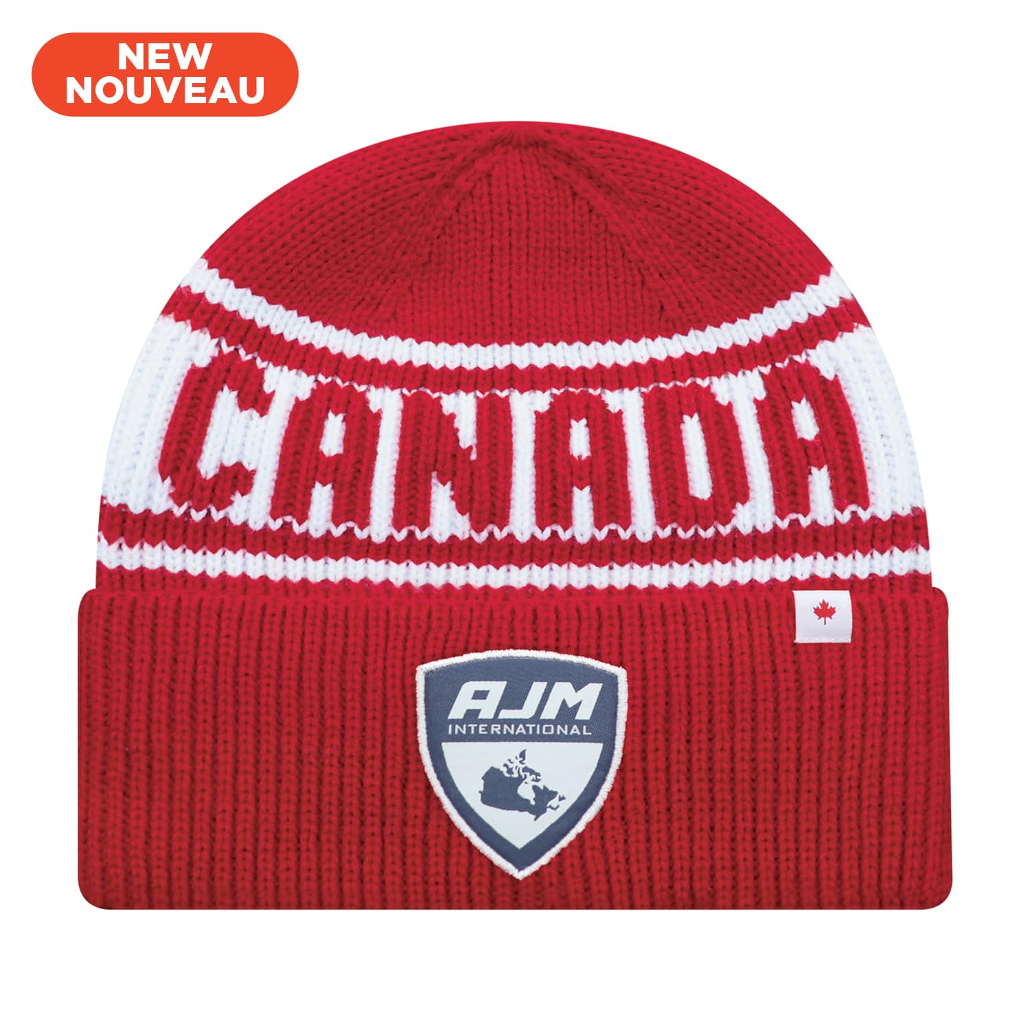 Tuque acrylique avec revers et coutures plates (Canada)