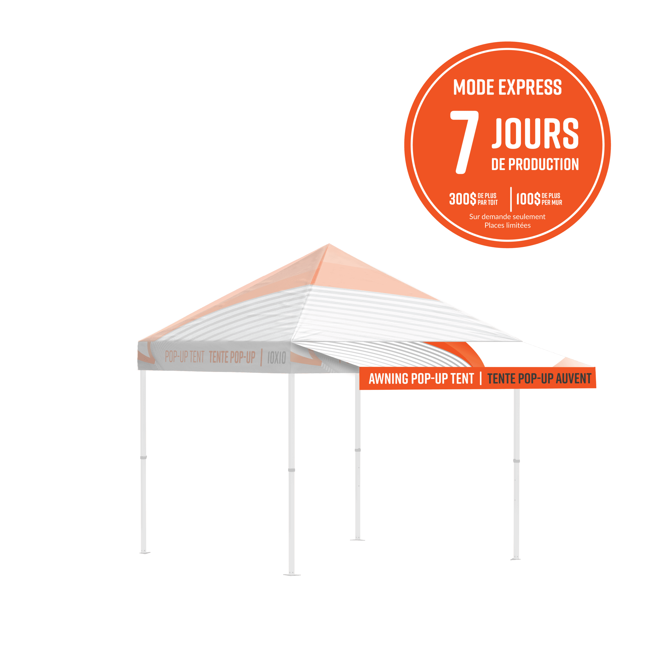 Auvent 10pi imprimé avec structure pour tente pop-up - Fabrik & Co.