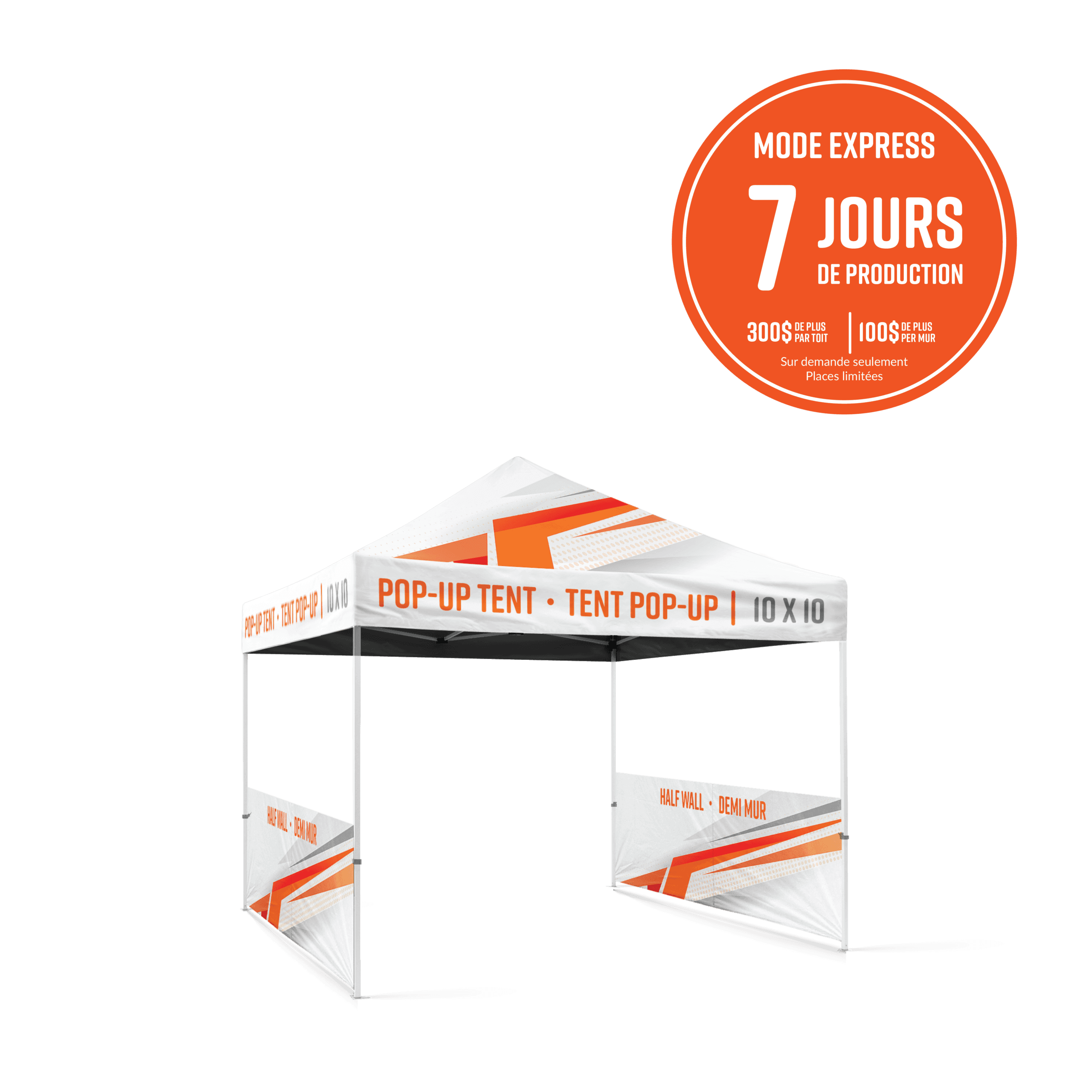 Demi-mur 10pi (avec pôle) imprimé de tente pop-up - Fabrik & Co.